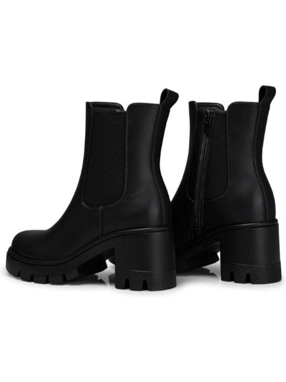 Women's Chelsea Ankle Boots 2.91 Inches Chunky Heels Platform Short Boot Black - Picture 3 of 5